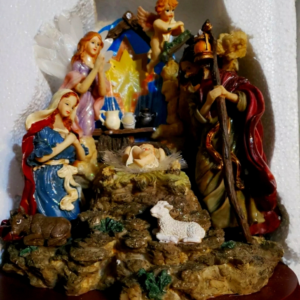 Fiber optic nativity decor